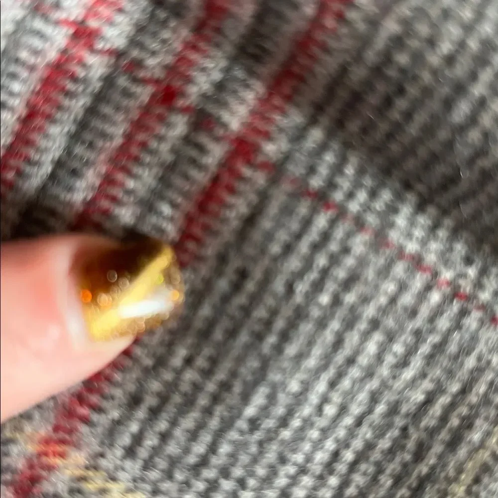 Christian Dior 100% Merino Wool Plaid Fringe Scarf